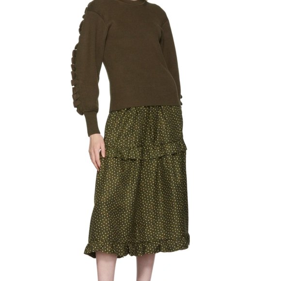 CHLOÉ Brown Wool Ruffle Crewneck - Picture 4 of 4